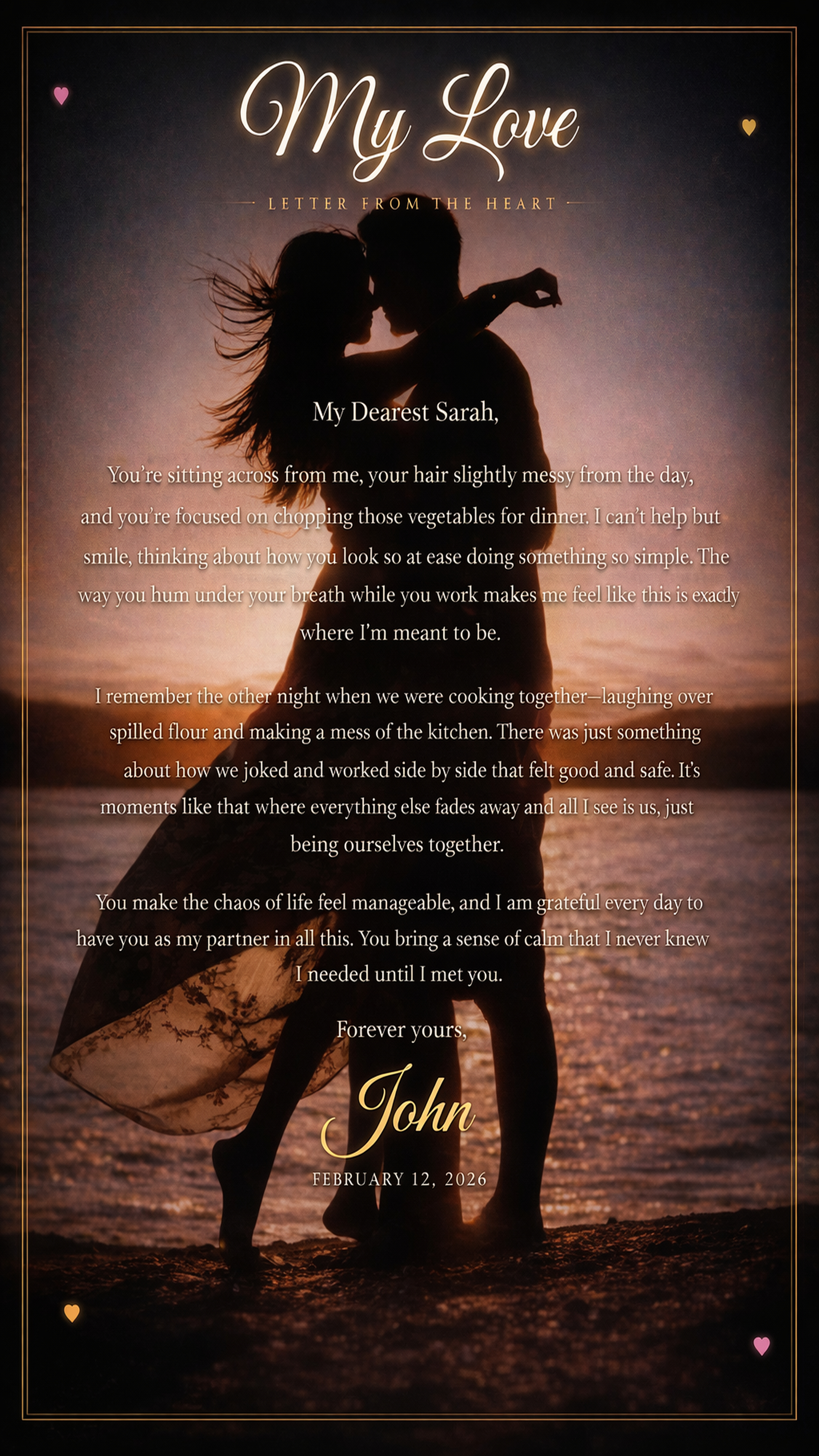 Example of a romantic love letter generated by Lovelit AI